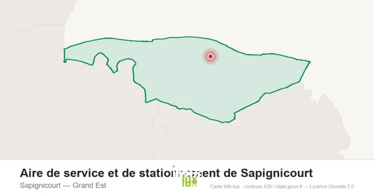 Carte de localisation : Aire de service et de stationnement de Sapignicourt à Sapignicourt