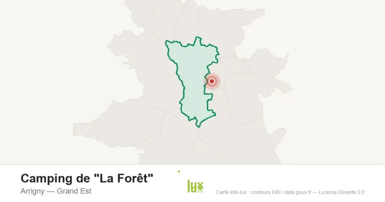 Carte de localisation : Camping de "La Forêt" à Arrigny