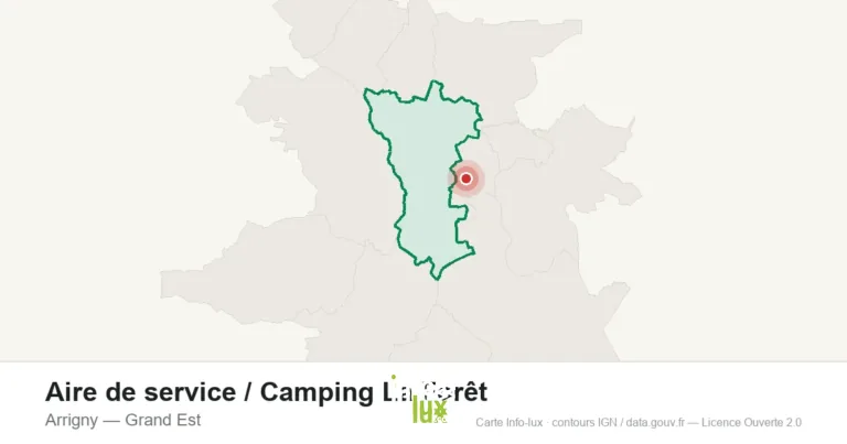 Carte de localisation : Aire de service / Camping La Forêt à Arrigny