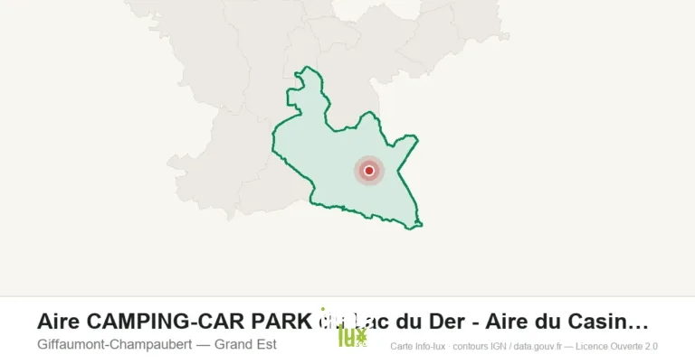 Carte de localisation : Aire CAMPING-CAR PARK du Lac du Der - Aire du Casino à Giffaumont-Cham à Giffaumont-Champaubert