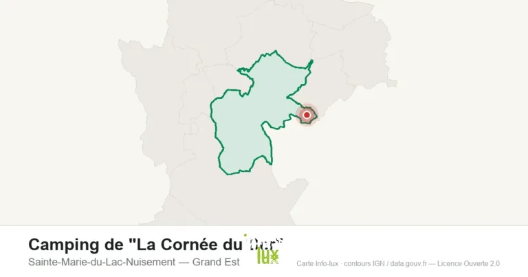 Carte de localisation : Camping de "La Cornée du Der" à Sainte-Marie-du-Lac-Nuisement