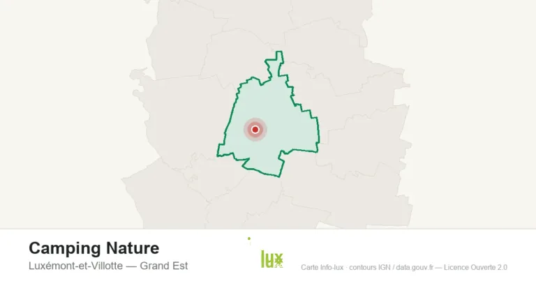 Carte de localisation : Camping Nature à Luxémont-et-Villotte