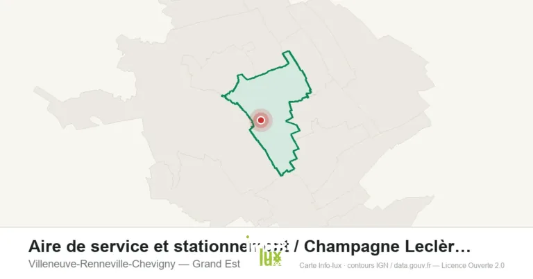 Carte de localisation : Aire de service et stationnement / Champagne Leclère Massard à Villene à Villeneuve-Renneville-Chevigny