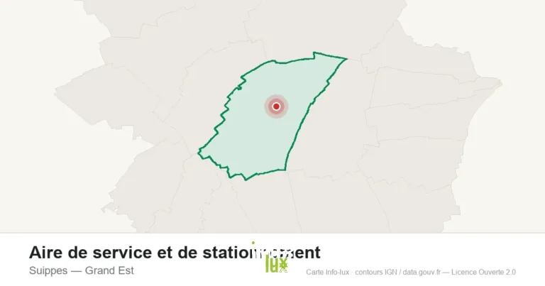 Carte de localisation : Aire de service et de stationnement à Suippes