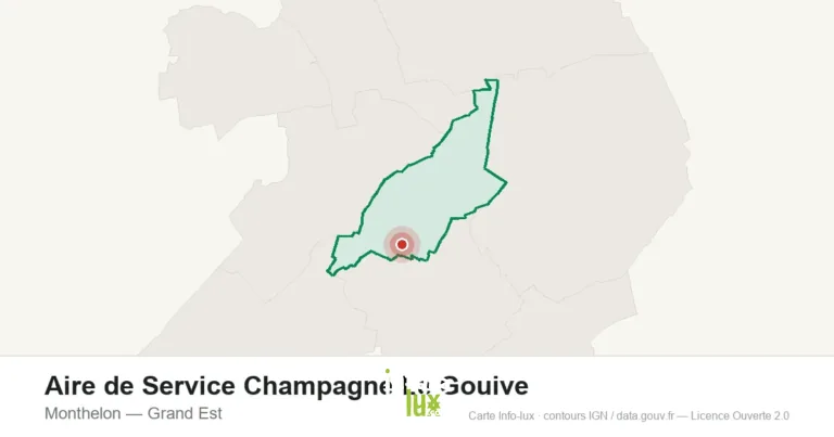Carte de localisation : Aire de Service Champagne Le Gouive à Monthelon