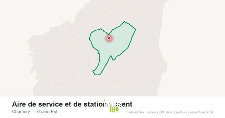 Carte de localisation : Aire de service et de stationnement à Chamery