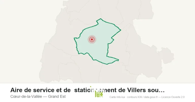Carte de localisation : Aire de service et de stationnement de Villers sous Châtillon à Cœur- à Cœur-de-la-Vallée