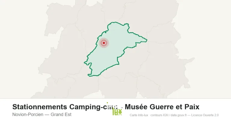 Carte de localisation : Stationnements Camping-cars - Musée Guerre et Paix à Novion-Porcien