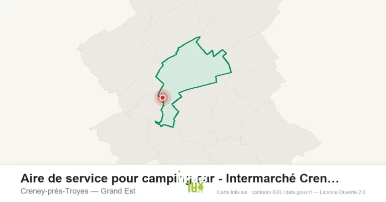 Carte de localisation : Aire de service pour camping-car - Intermarché Creney à Creney-près-Tr à Creney-près-Troyes
