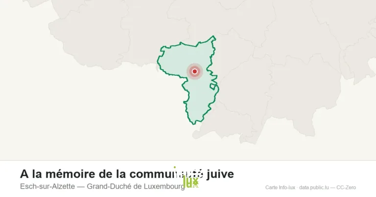 Carte de localisation de A la mémoire de la communauté juive à Esch-sur-Alzette (Grand-Duché de Luxembourg)