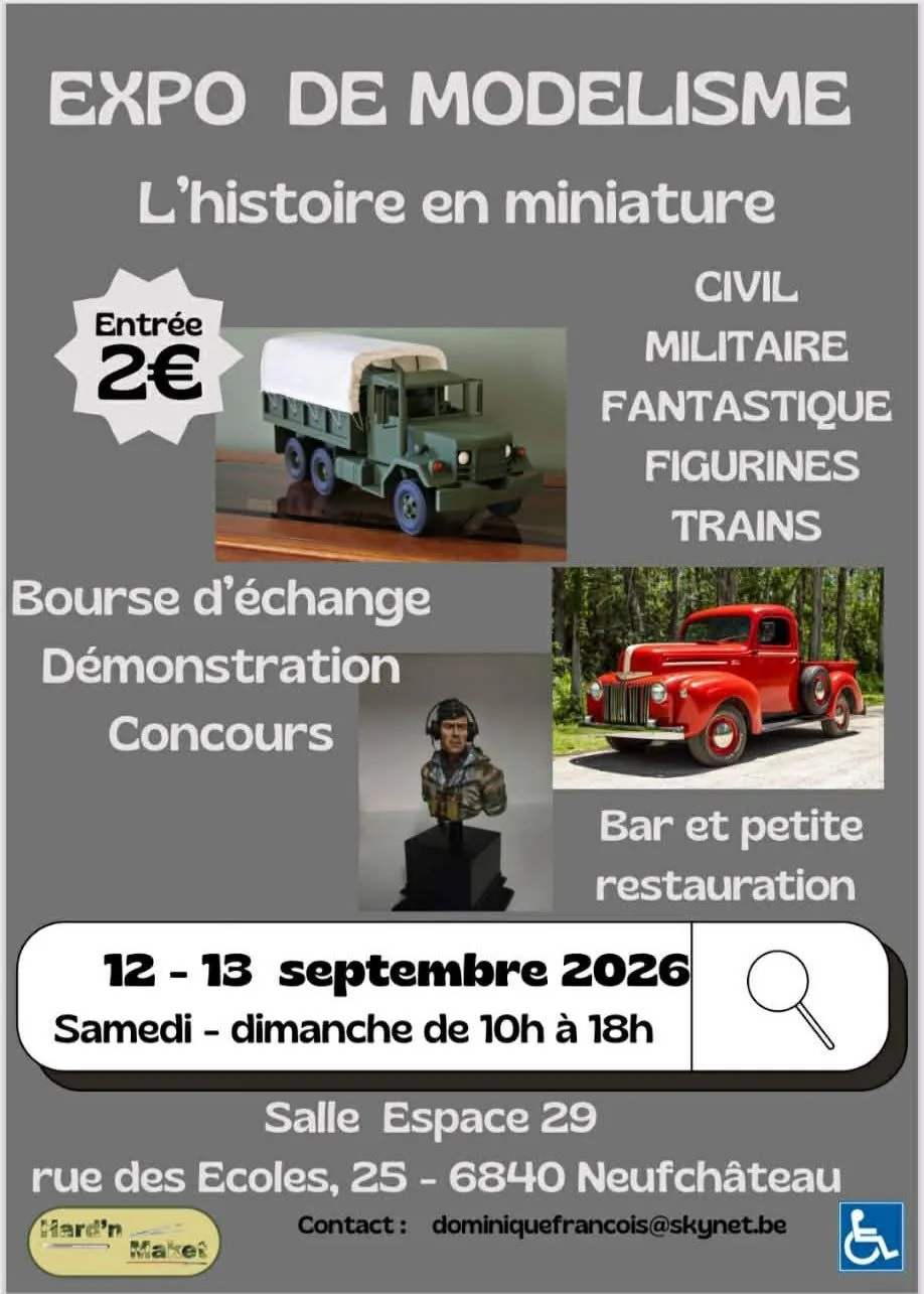 Affiche de l'expo de modelisme Hard'n Maket des 12 et 13 septembre 2026 a l'Espace 29 de Neufchateau