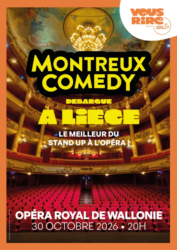 Affiche de Montreux Comedy débarque à Liège, à l’Opéra royal de Wallonie le 30 octobre 2026