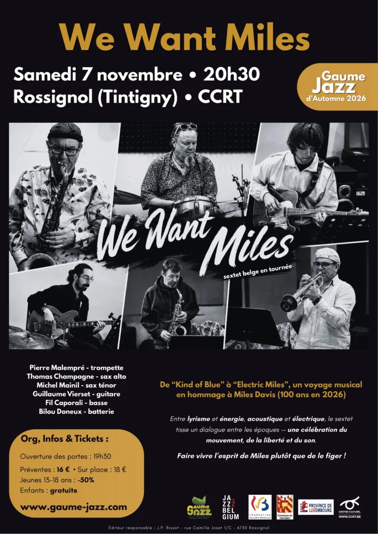 Rossignol > Concert > We Want Miles, les 100 ans de Miles Davis au Gaume Jazz d’Automne 2026