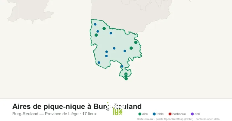 Carte des 17 aires de pique-nique de Burg-Reuland