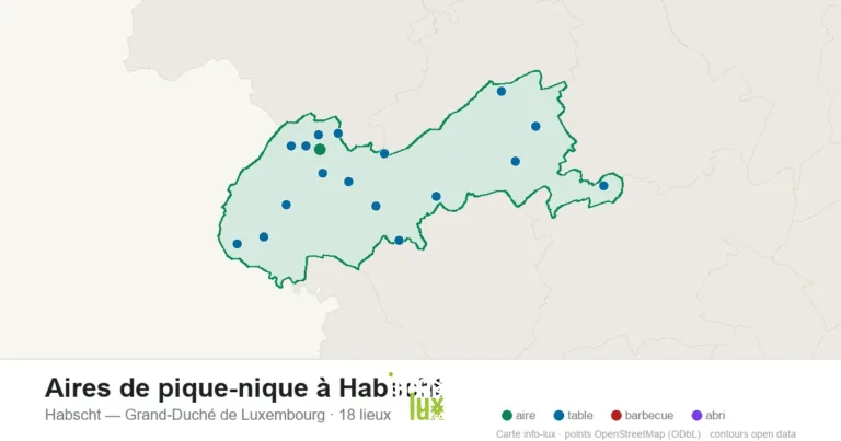 Carte des 18 aires de pique-nique de Habscht
