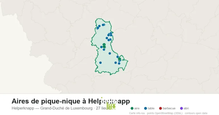 Carte des 27 aires de pique-nique de Helperknapp