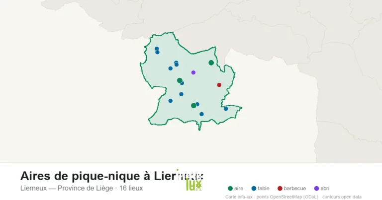 Aires de pique-nique à Lierneux : les 16 tables, aires et barbecues sur la carte (2026)