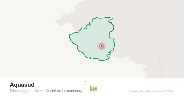 Carte de localisation de Aquasud à Differdange (Grand-Duché de Luxembourg)