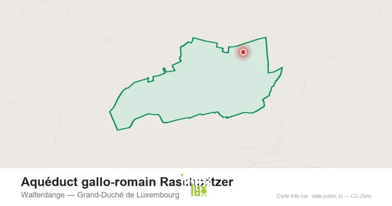 Carte de localisation de Aquéduct gallo-romain Raschpëtzer à Walferdange (Grand-Duché de Luxembourg)
