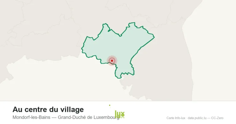 Carte de localisation de Au centre du village à Mondorf-les-Bains (Grand-Duché de Luxembourg)