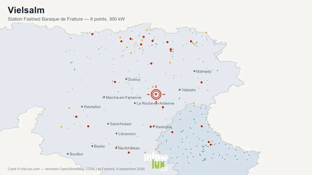 Carte de situation de la station de recharge Fastned de la Baraque de Fraiture
