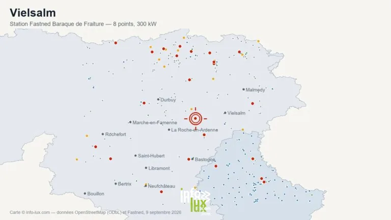 Carte de situation de la station de recharge Fastned de la Baraque de Fraiture