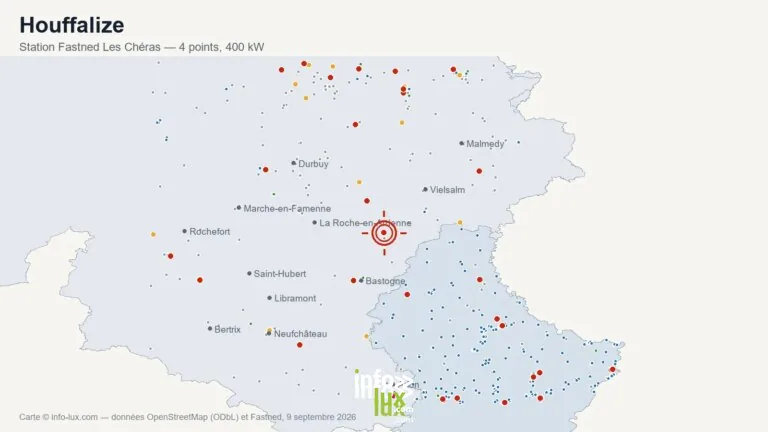 Carte de situation de la station de recharge Fastned de Houffalize