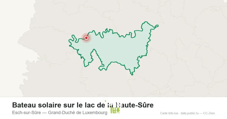 Carte de localisation de Bateau solaire sur le lac de la Haute-Sûre à Esch-sur-Sûre (Grand-Duché de Luxembourg)