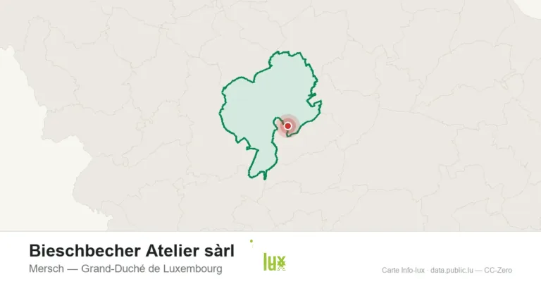 Carte de localisation de Bieschbecher Atelier sàrl à Mersch (Grand-Duché de Luxembourg)