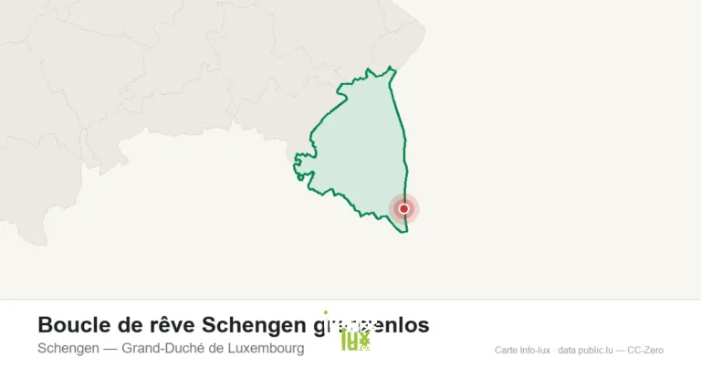 Carte de localisation de Boucle de rêve Schengen grenzenlos à Schengen (Grand-Duché de Luxembourg)