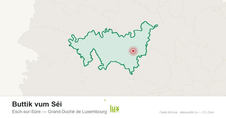 Carte de localisation de Buttik vum Séi à Esch-sur-Sûre (Grand-Duché de Luxembourg)