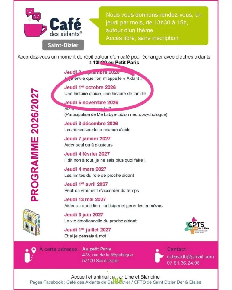 Saint-Dizier > Jeune public & Famille > Café des Aidants – Saint-Dizier : Une histoire d’aide, une histoire de famille
