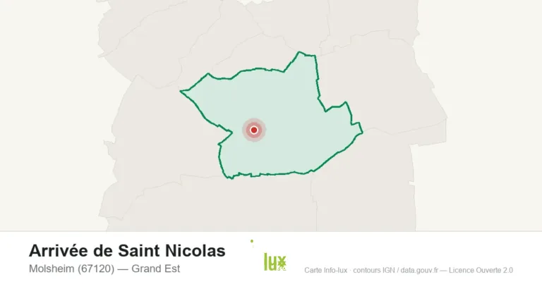 Carte : Arrivée de Saint Nicolas à Molsheim
