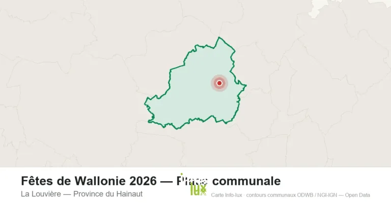 Carte de localisation : Fêtes de Wallonie 2026 sur la place Communale de La Louvière