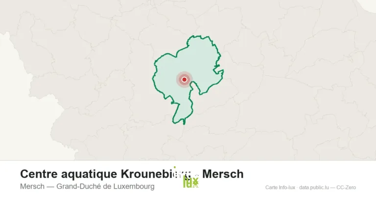 Carte de localisation de Centre aquatique Krounebierg - Mersch à Mersch (Grand-Duché de Luxembourg)