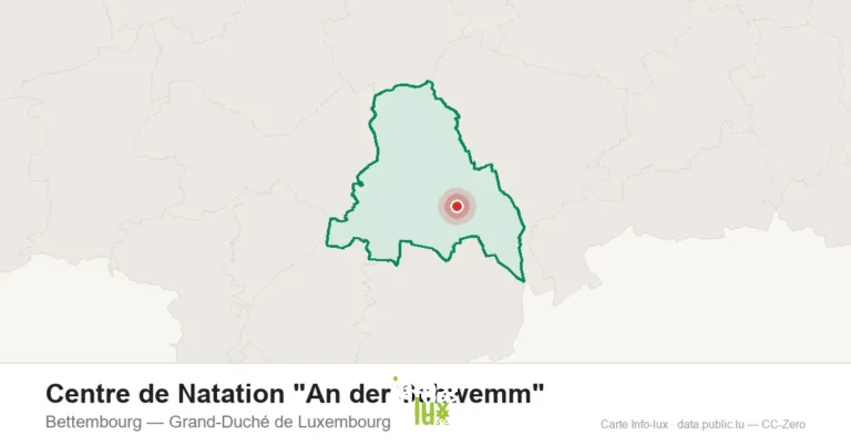 Carte de localisation de Centre de Natation "An der Schwemm" à Bettembourg (Grand-Duché de Luxembourg)