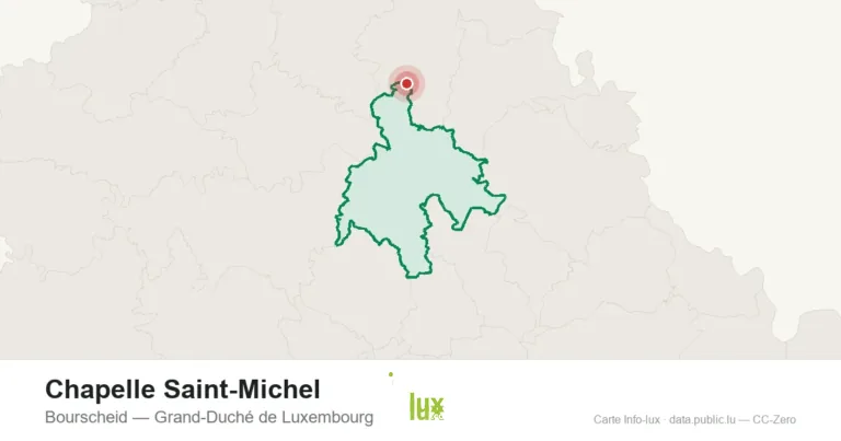 Carte de localisation de Chapelle Saint-Michel à Bourscheid (Grand-Duché de Luxembourg)