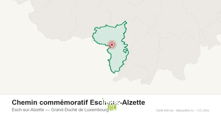 Carte de localisation de Chemin commémoratif Esch-sur-Alzette à Esch-sur-Alzette (Grand-Duché de Luxembourg)