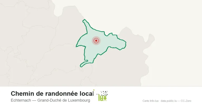 Carte de localisation de Chemin de randonnée local - E5 à Echternach (Grand-Duché de Luxembourg)