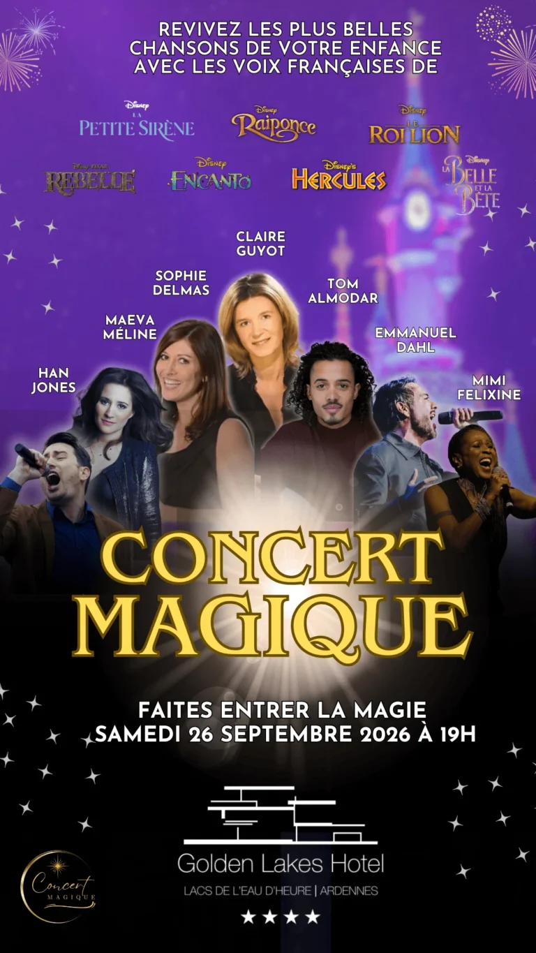 Affiche du Concert Magique au Golden Lakes le 26 septembre 2026 avec les voix francaises de films d animation
