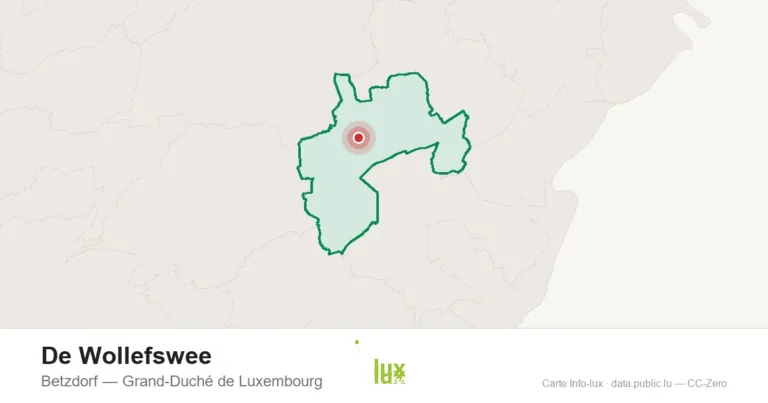 Carte de localisation de De Wollefswee à Betzdorf (Grand-Duché de Luxembourg)
