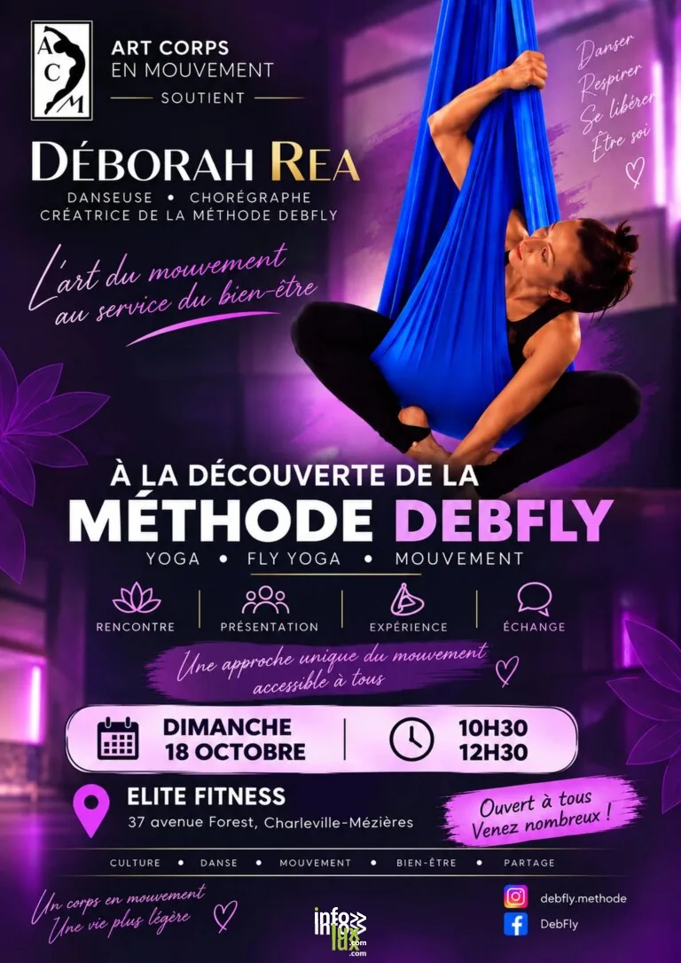 Charleville-Mézières > Sorties & Découvertes > DECOUVERTE : méthode Debfly : yoga, fly yoga, mouvement