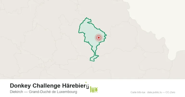 Carte de localisation de Donkey Challenge Härebierg à Diekirch (Grand-Duché de Luxembourg)
