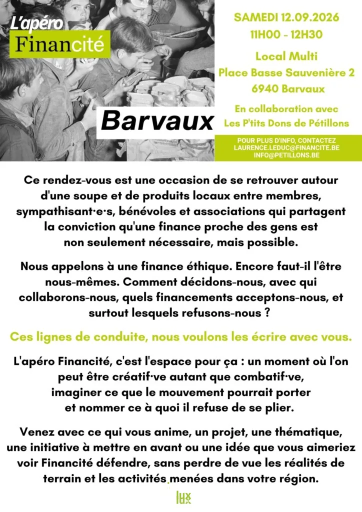 Durbuy > Fête de village > Apéro Financité - affiche