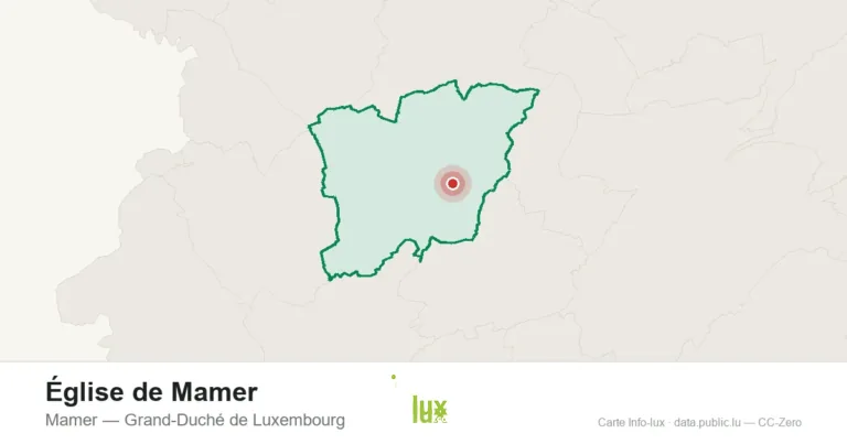 Carte de localisation de Église de Mamer à Mamer (Grand-Duché de Luxembourg)