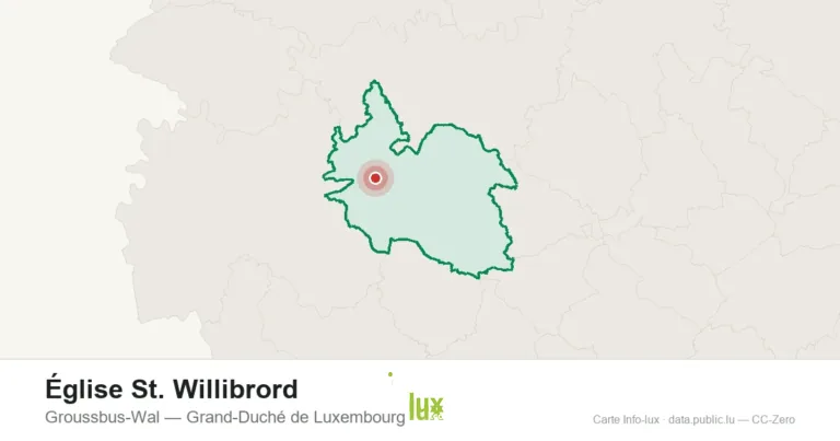 Carte de localisation de Église St. Willibrord à Groussbus-Wal (Grand-Duché de Luxembourg)