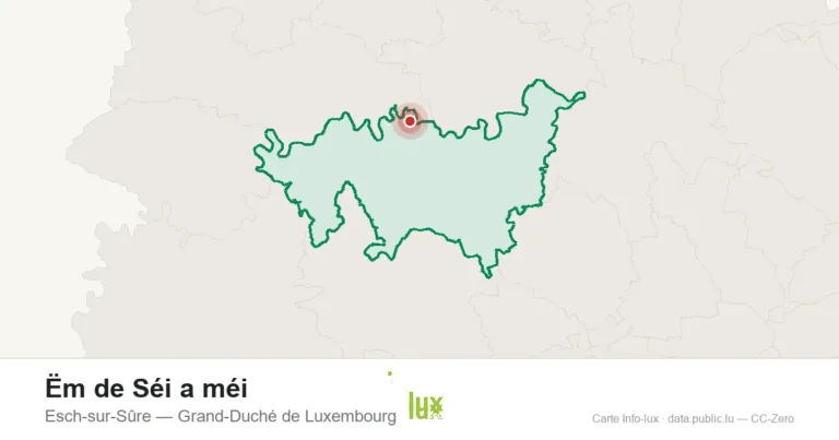 Carte de localisation de Ëm de Séi a méi à Esch-sur-Sûre (Grand-Duché de Luxembourg)