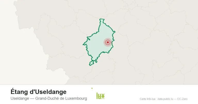 Carte de localisation de Étang d'Useldange à Useldange (Grand-Duché de Luxembourg)