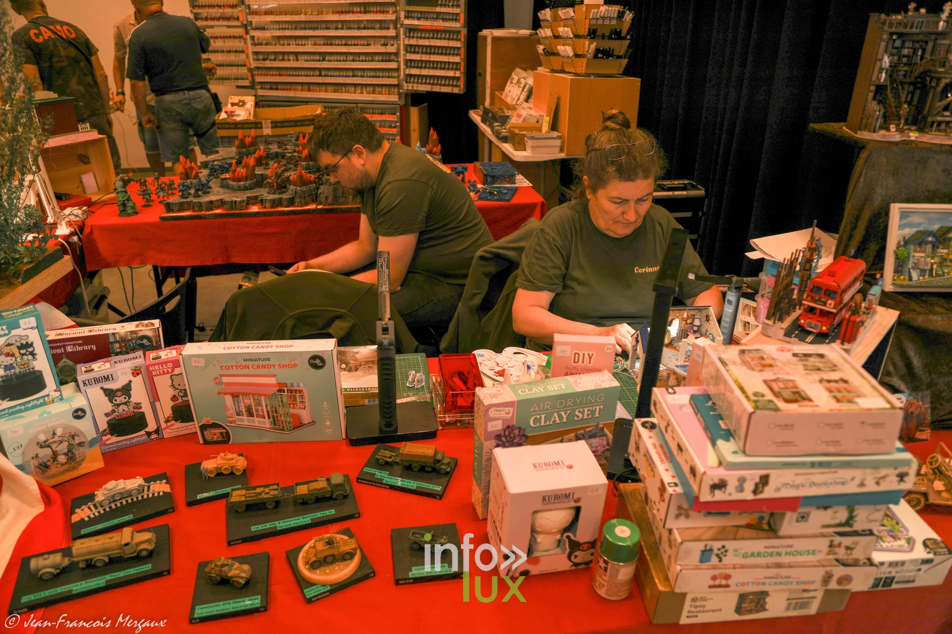 Stand de maquettes militaires avec boites et pieces terminees a l'Espace 29 de Neufchateau