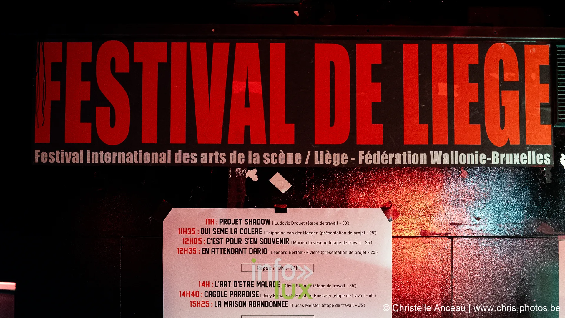 L'affiche du Festival de Liège avec le programme de la journée professionnelle